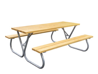 Piknik stôl s 2 zabudovanými lavicami, 2x 3 miestny