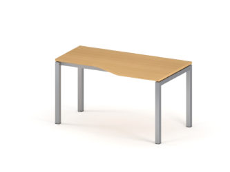 Písací stôl, individuálna forma, 1400×800, kovové nohy, ľavý, s oblúkom